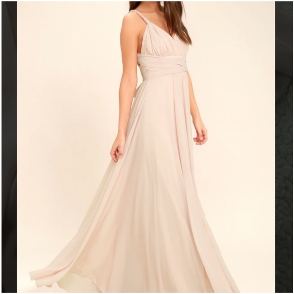 Lulus Carte Blanche Blush Pink Maxi Dress Rope Strap Formal Bridesmaid S - Picture 3 of 15